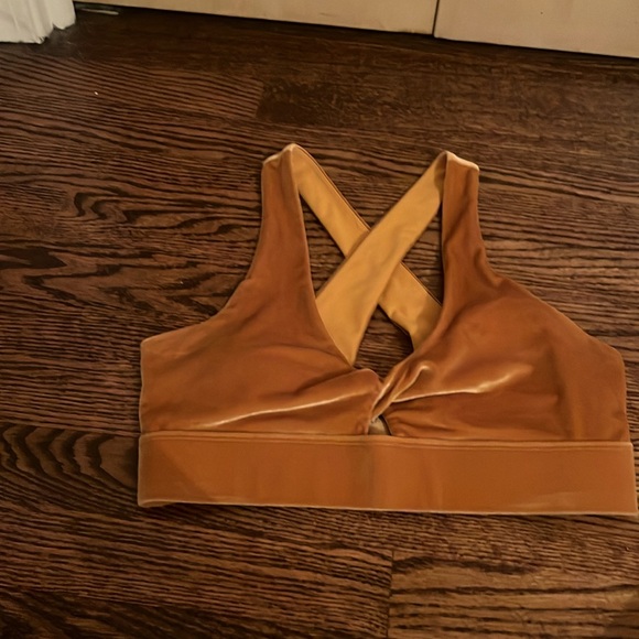 Fabletics Yellow Velvet Cross-Back Sports Bra—Size S - Picture 3 of 5